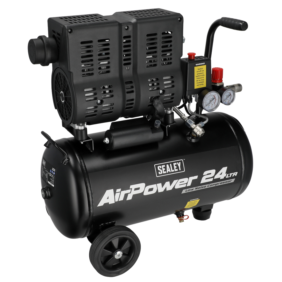 Sealey SAC2400S 24L Low Noise Oil Free Direct Drive Air Compressor 1hp