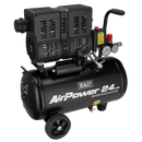 Sealey SAC2400S 24L Low Noise Oil Free Direct Drive Air Compressor 1hp