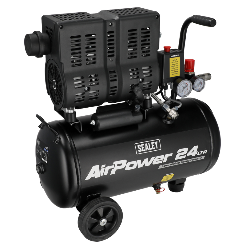 Sealey SAC2400S 24L Low Noise Oil Free Direct Drive Air Compressor 1hp