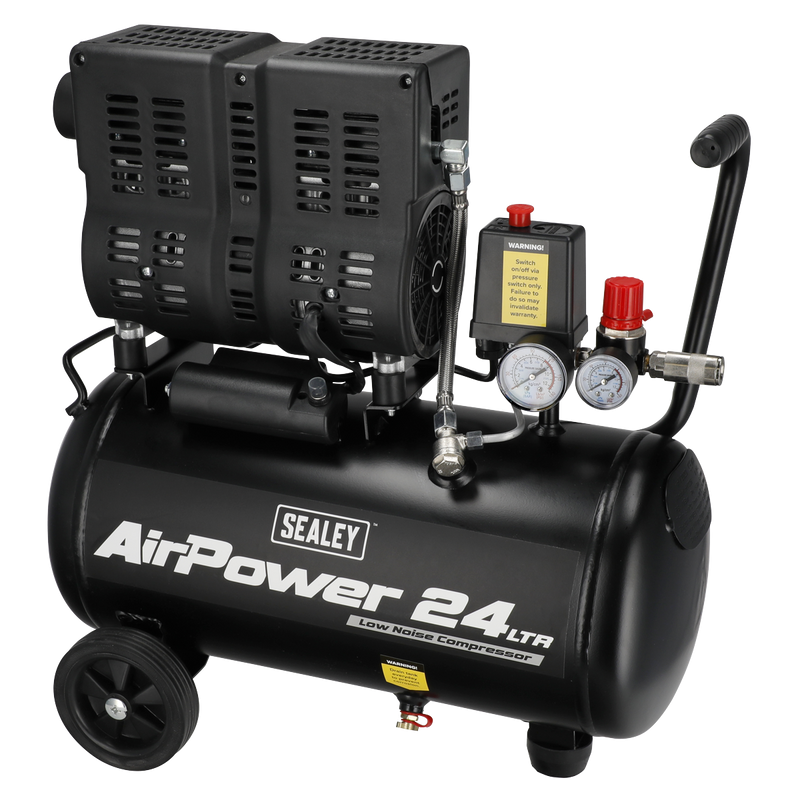 Sealey SAC2400S 24L Low Noise Oil Free Direct Drive Air Compressor 1hp