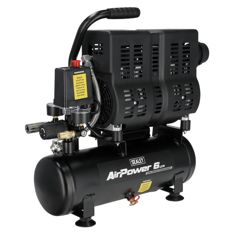 Sealey SAC6000S 6L Oil Free Low Noise Direct Drive Air Compressor 1hp