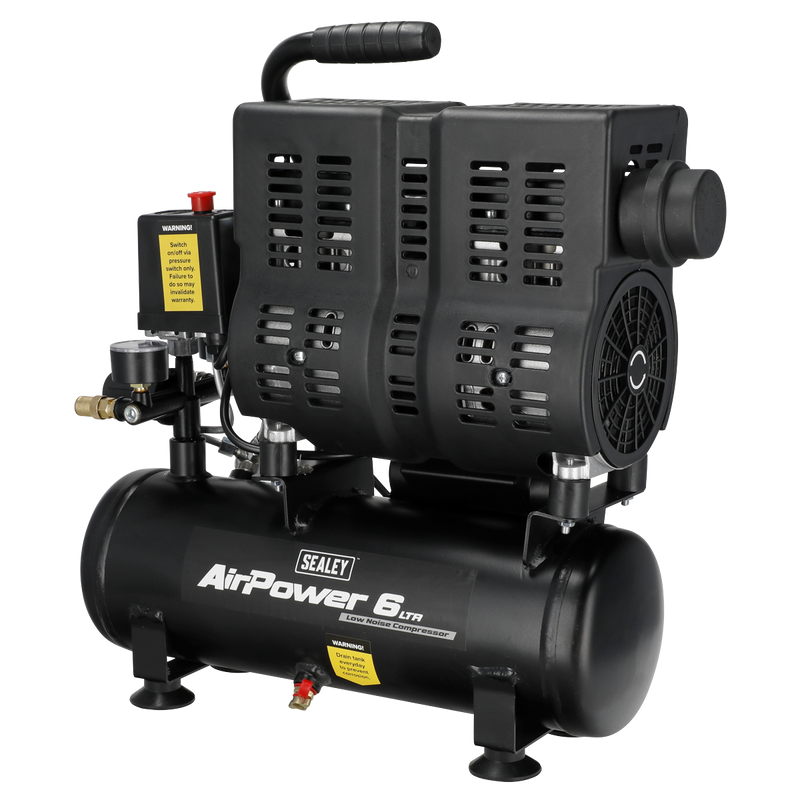 Sealey SAC6000S 6L Oil Free Low Noise Direct Drive Air Compressor 1hp