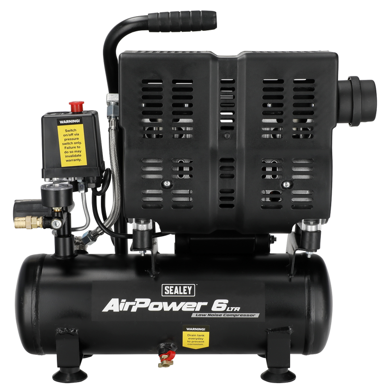 Sealey SAC6000S 6L Oil Free Low Noise Direct Drive Air Compressor 1hp