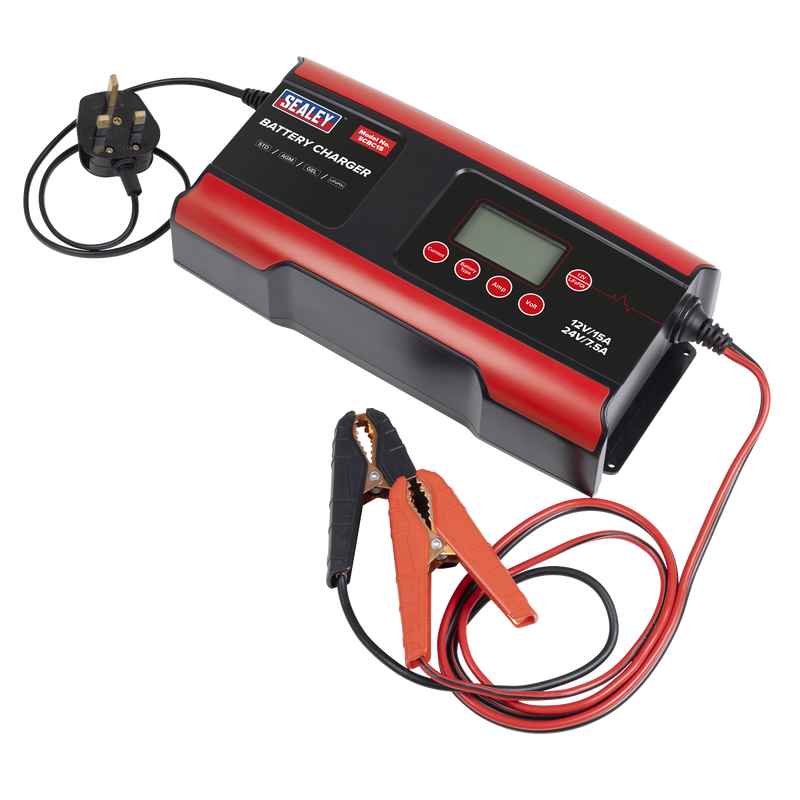 Sealey SCBC15 12/24V Compact Smart Battery Charger & Maintainer 15A