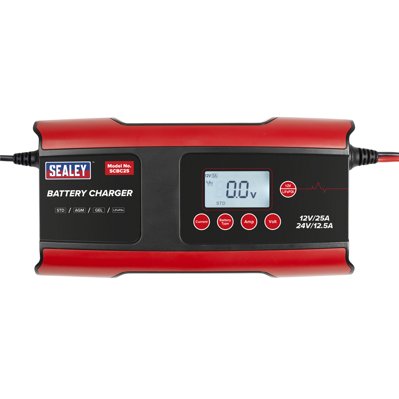 Sealey SCBC25 12/24V Compact Smart Battery Charger and Maintainer 25A