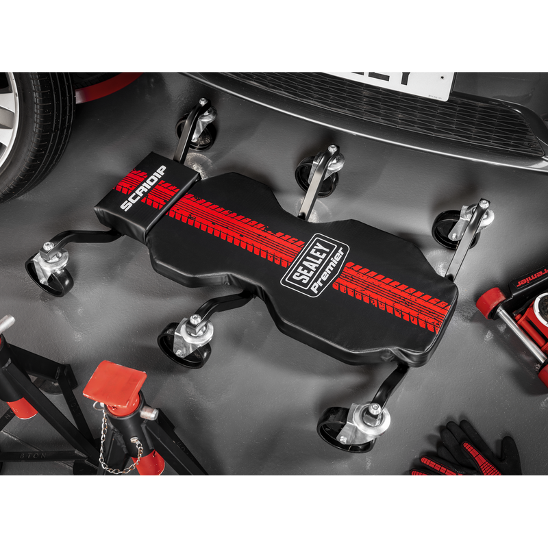 SEALEY SCR101P Steel Creeper with 6 Rough Ground 5" Wheels & Headrest