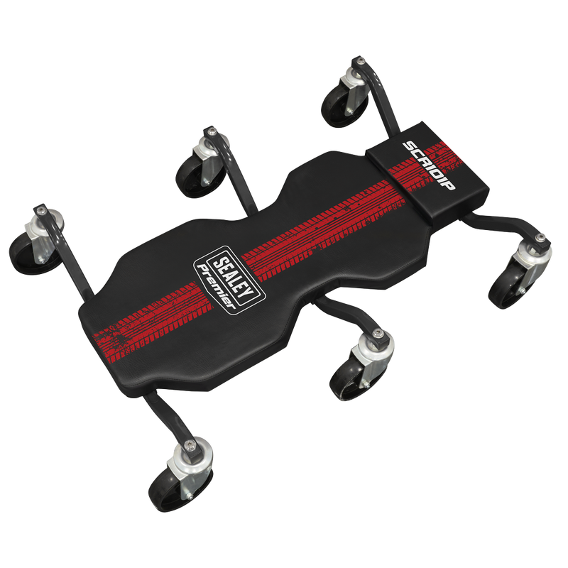 SEALEY SCR101P Steel Creeper with 6 Rough Ground 5" Wheels & Headrest