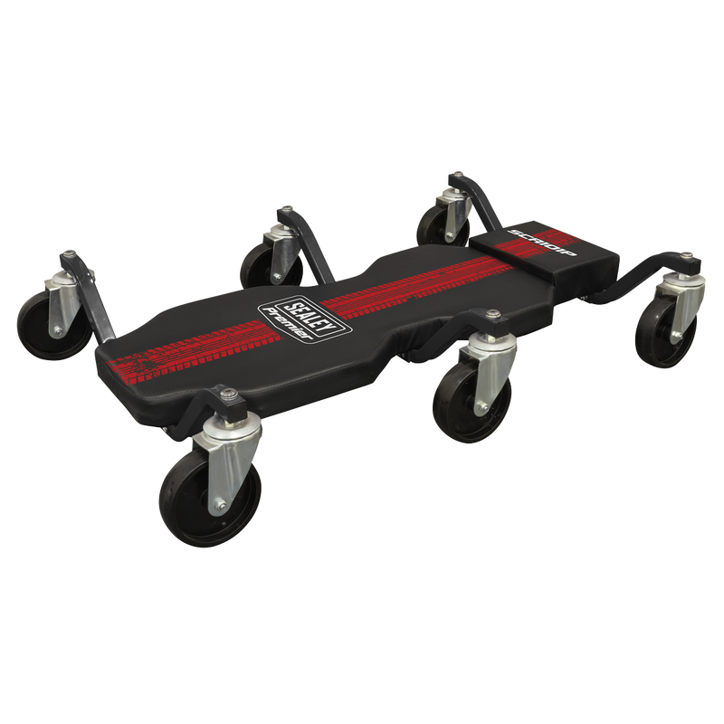 SEALEY SCR101P Steel Creeper with 6 Rough Ground 5" Wheels & Headrest