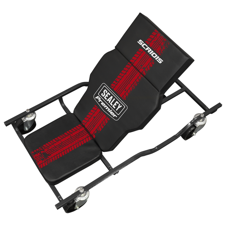SEALEY SCR101S Steel Creeper with 4 Rough Ground 5" Wheels & Adjustable Back/Headrest