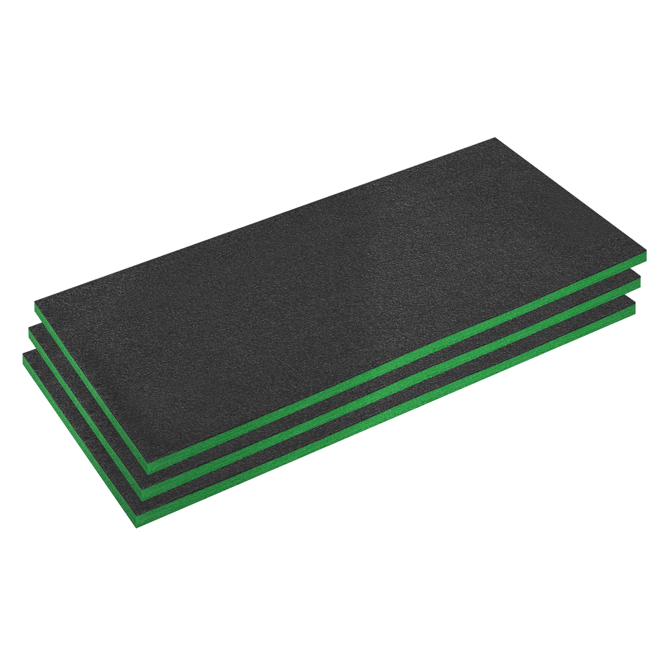 Sealey SFPK30G Easy Peel Shadow Foam® 1200 x 550 x 30mm, Green/Black - Pack of 3