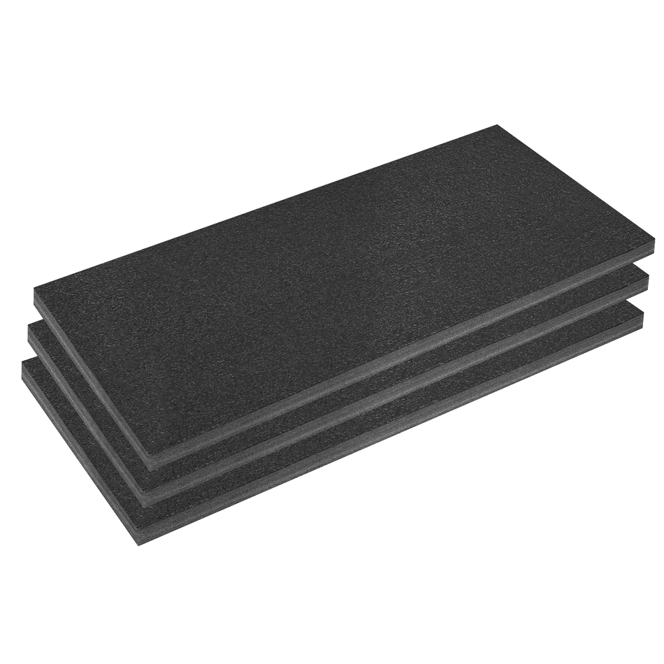 Sealey SFPK50BK Easy Peel Shadow Foam® 1200 x 550 x 50mm, Black/Black - Pack of 3