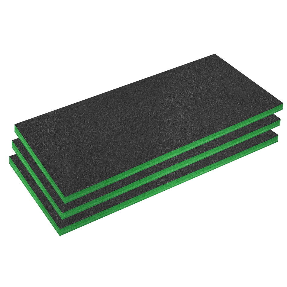Sealey SFPK50G Easy Peel Shadow Foam® 1200 x 550 x 50mm, Green/Black - Pack of 3