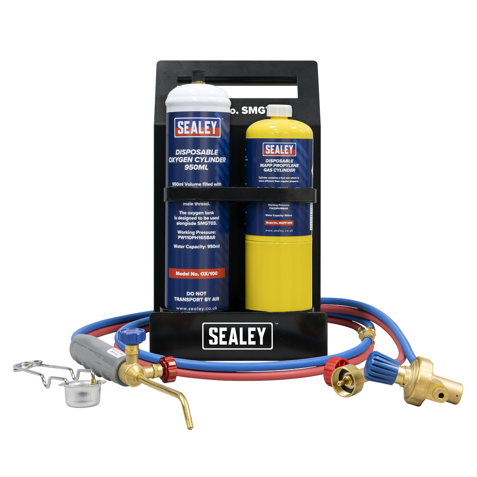Sealey SMGKIT02 MAPP Gas & Oxygen Brazing Kit with 400g MAPP Cylinder & 950ml Oxygen Cylinder
