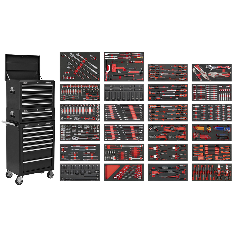 Sealey SPTCOMBO3B Superline PRO® Tool Chest Combination 14 Drawer with 447pc Tool Kit - Black