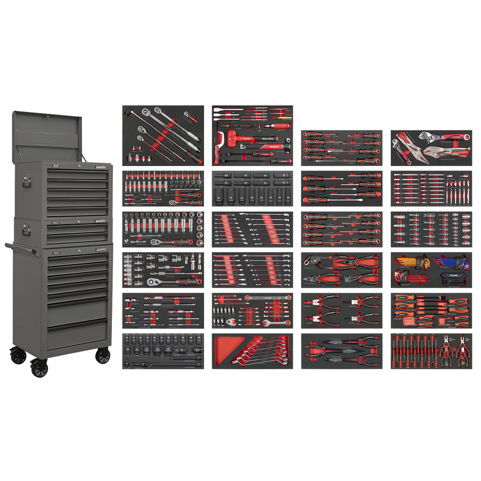 Sealey SPTCOMBO3G Superline PRO® Tool Chest Combination 14 Drawer with 447pc Tool Kit - Grey