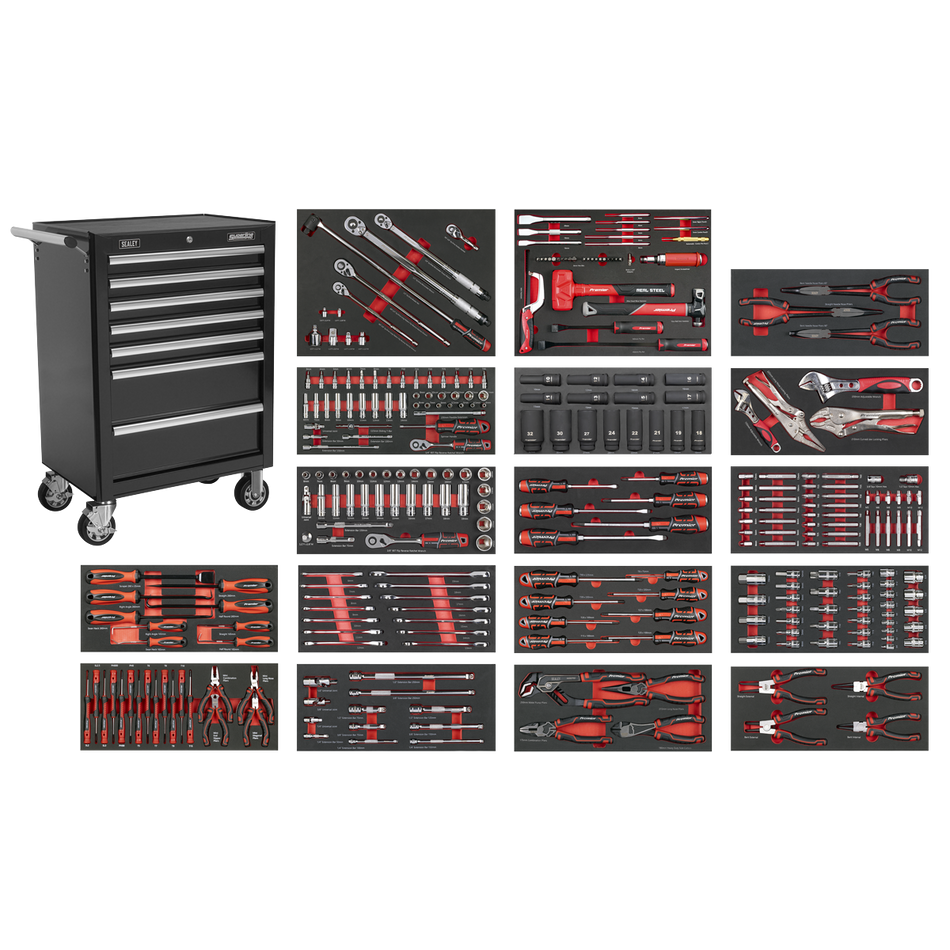 Sealey SPTCOMBO4B Superline PRO® Roll Cab 7 Drawer with 305pc Tool Kit - Black
