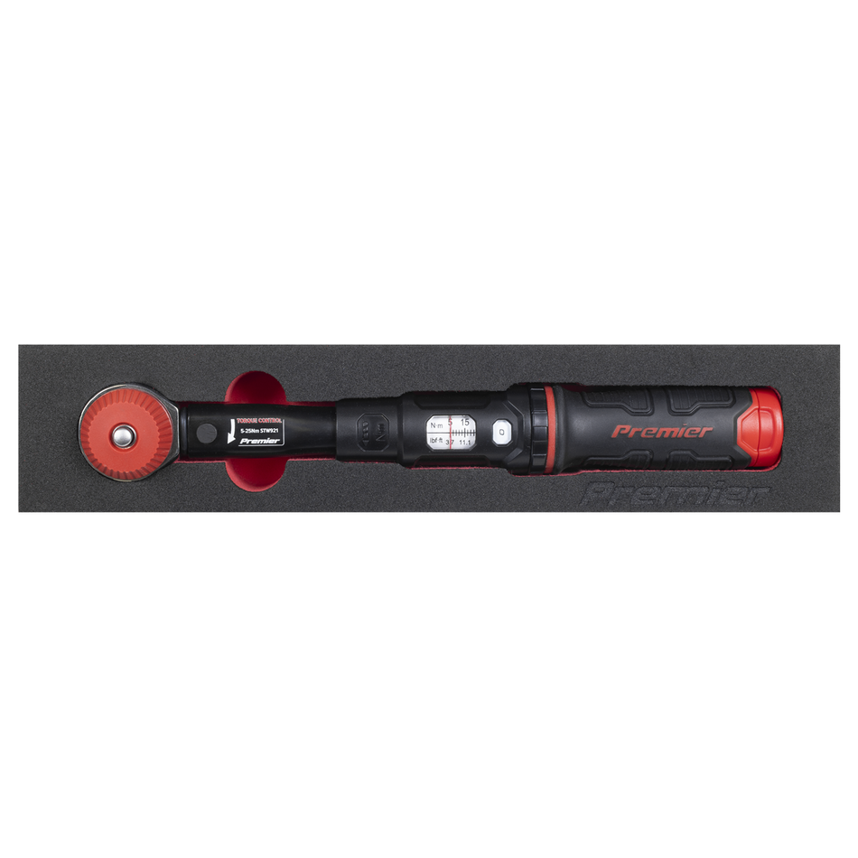Sealey STW921 Premier Black Calibrated Micrometer Torque Wrench with 1/4"Sq Push-Through Drive 5-25Nm