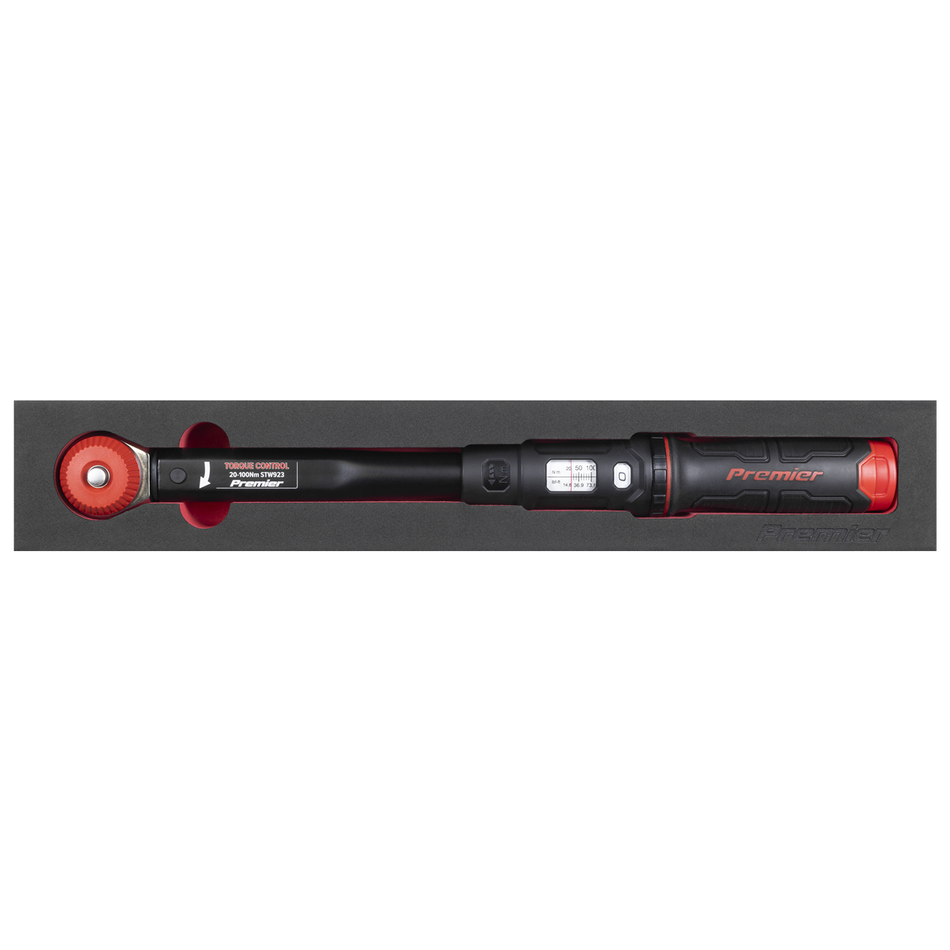 Sealey STW923 Premier Black Calibrated Micrometer Torque Wrench with 3/8"Sq Push-Through Drive 20-100Nm