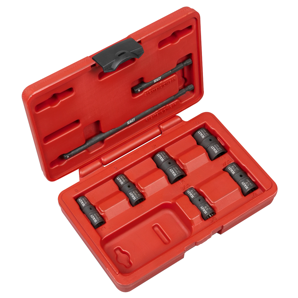 Sealey SX08 Flip Socket Set 1/4"Sq Drive 12-Point 8pc