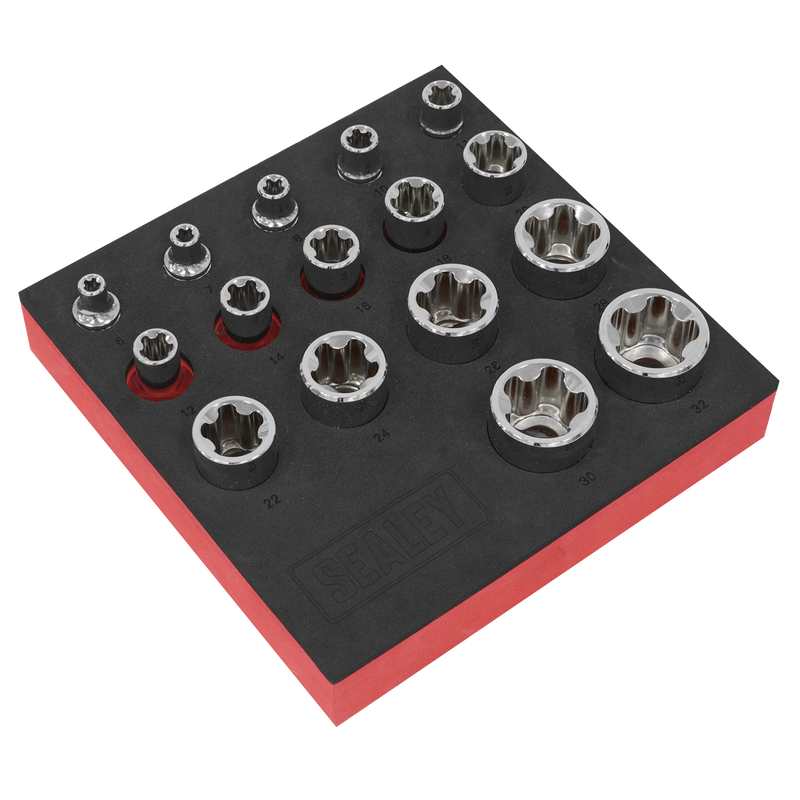 SEALEY SX096 TRX-P* EPR Socket Set 1/4", 3/8" & 1/2"Sq Drive 16pc