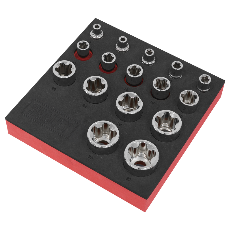 SEALEY SX096 TRX-P* EPR Socket Set 1/4", 3/8" & 1/2"Sq Drive 16pc