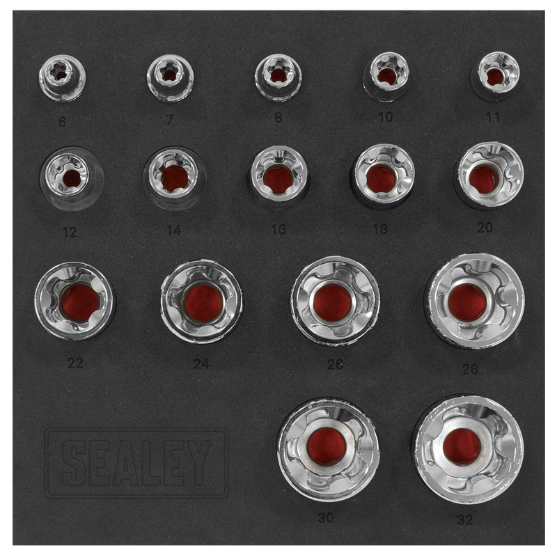 SEALEY SX096 TRX-P* EPR Socket Set 1/4", 3/8" & 1/2"Sq Drive 16pc