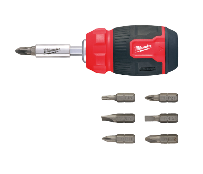 Milwaukee 4932492807 8 In 1 Compact Multi-Bit Screwdriver