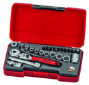Teng Tools T1424S Socket Set 1/4" Drive Metric 20 Pieces Stubby Ratchet