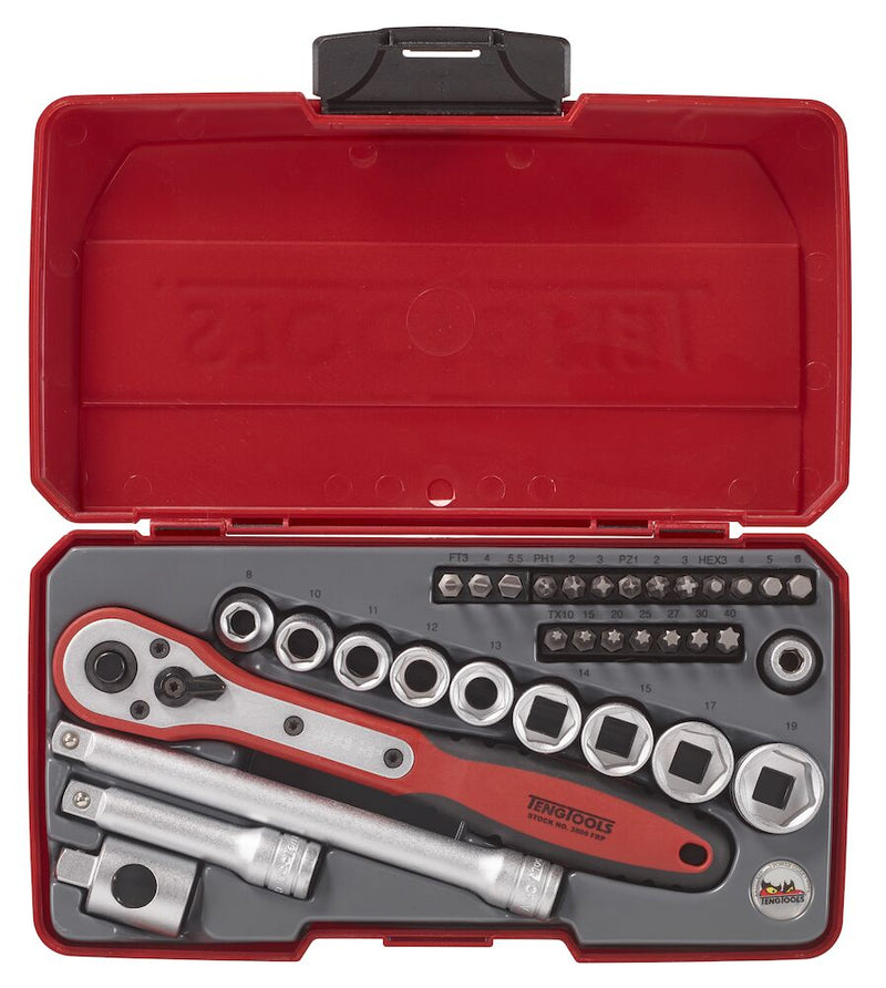 Teng Tools T3834 3/8" Socket Set 6 pt 34 Pieces