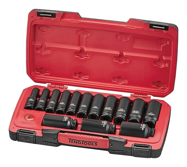 Teng Tools T9218LAF Impact Socket Set 1/2" Drive AF Deep DIN 18 Pieces