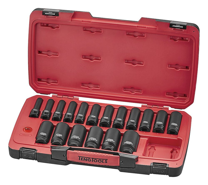 Teng Tools T9222L Impact Socket Set 1/2" Drive mm Deep DIN 22 Pieces