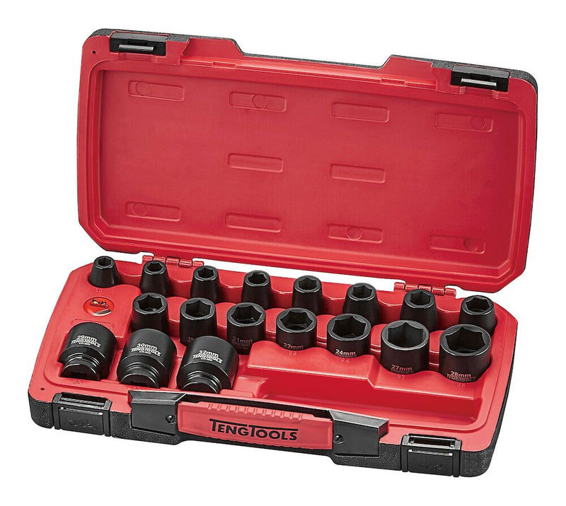 Teng Tools T9222 Impact Socket Set 1/2" Drive mm DIN 22 Pieces