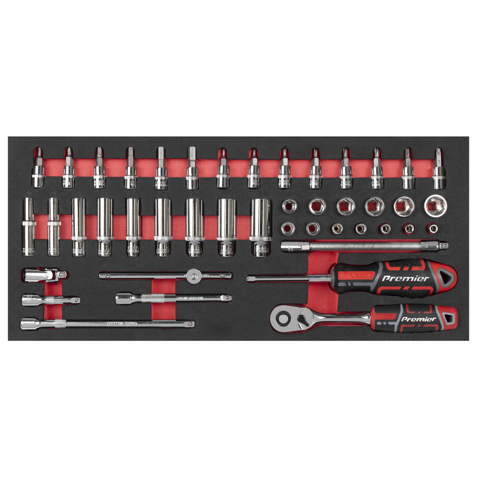 Sealey TBT40 Socket Set with Tool Tray 1/4"Sq Drive 44pc