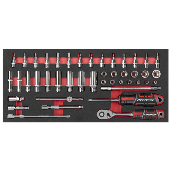 Sealey TBT40 Socket Set with Tool Tray 1/4"Sq Drive 44pc