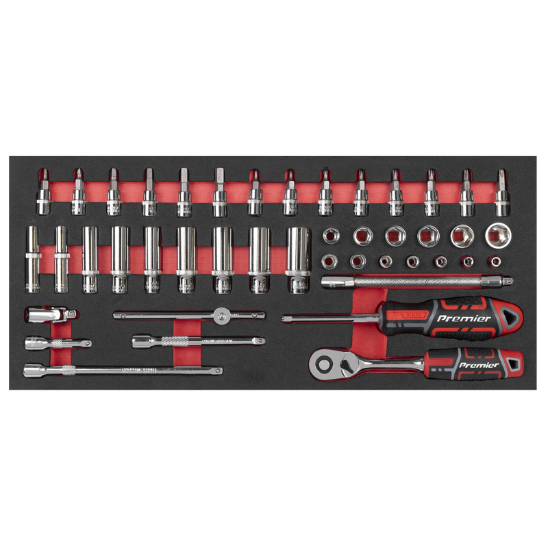 Sealey TBT40 Socket Set with Tool Tray 1/4"Sq Drive 44pc