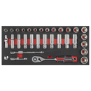 Sealey TBT41 Socket Set with Tool Tray 3/8"Sq Drive 32pc
