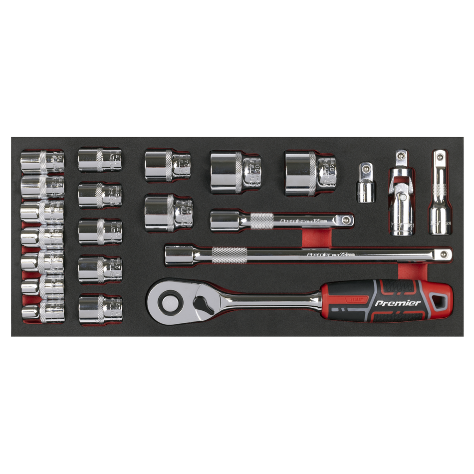 Sealey TBT42 Socket Set with Tool Tray 1/2"Sq Drive 22pc