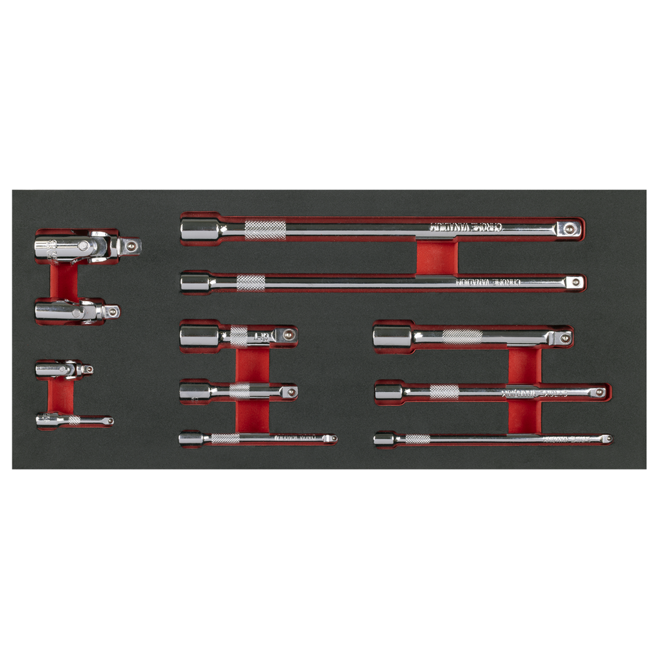 Sealey TBT44 Wobble Extension Bar Set with Tool Tray 1/4", 3/8" & 1/2"Sq Drive 12pc