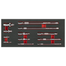 Sealey TBT44 Wobble Extension Bar Set with Tool Tray 1/4", 3/8" & 1/2"Sq Drive 12pc