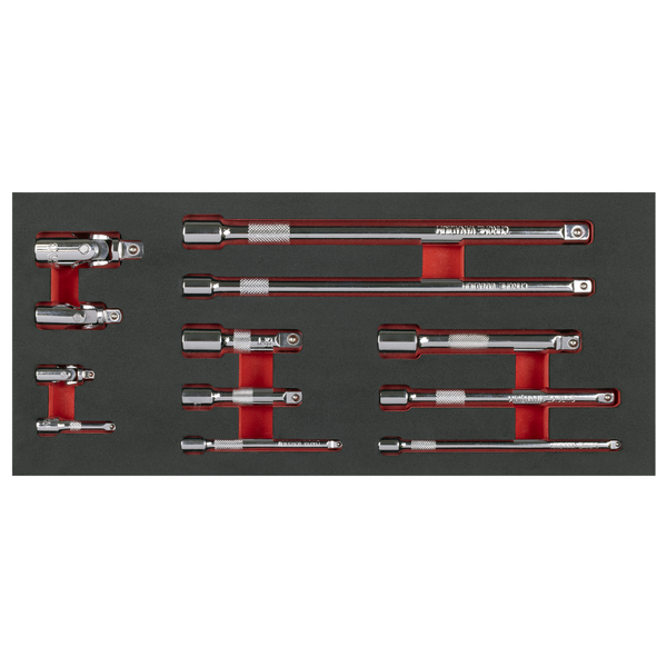 Sealey TBT44 Wobble Extension Bar Set with Tool Tray 1/4", 3/8" & 1/2"Sq Drive 12pc