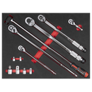 Sealey TBT45 Ratchet, Torque Wrench, Breaker Bar & Socket Adaptor Set with Tool Tray 3/8"Sq & 1/2"Sq Drive 12pc