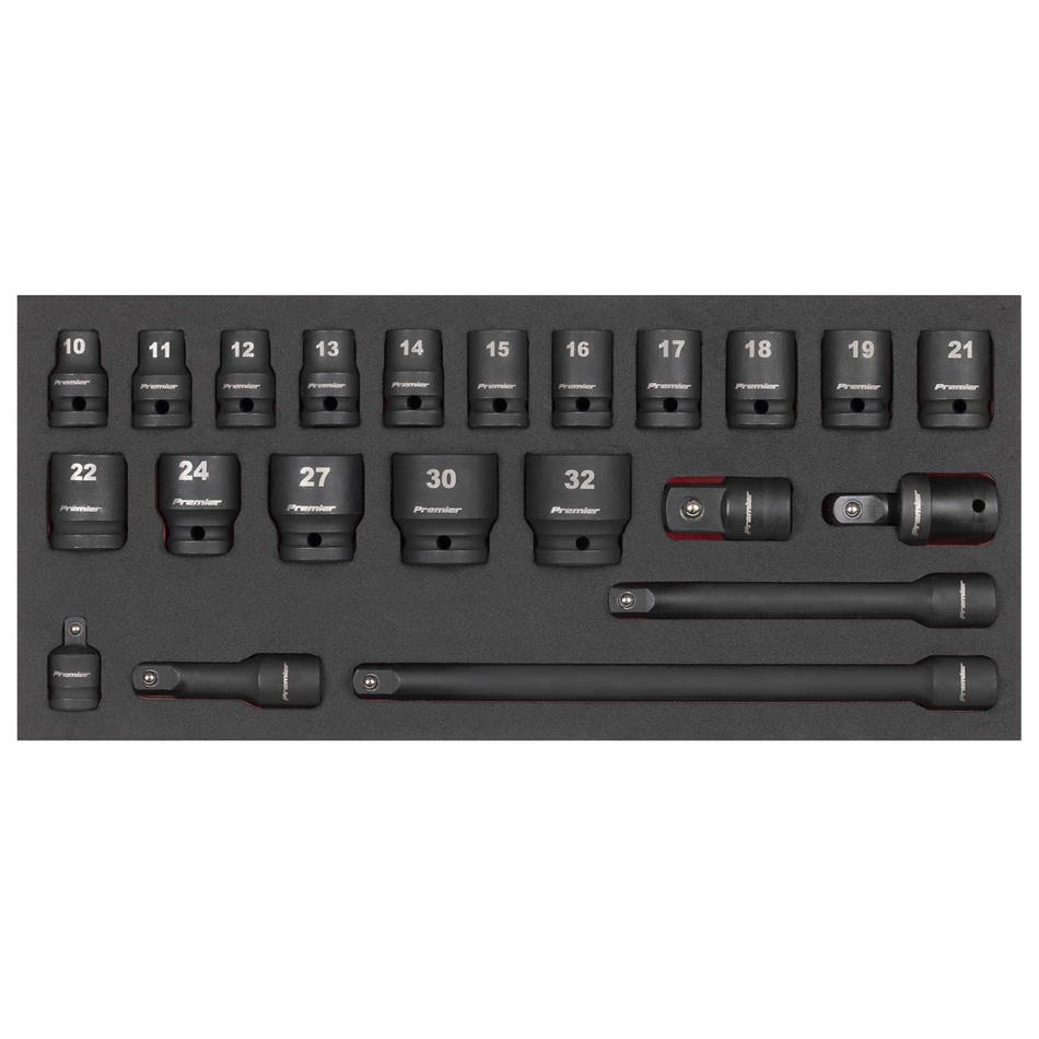 Sealey TBT46 Impact Socket Set with Tool Tray 1/2"Sq Drive 22pc