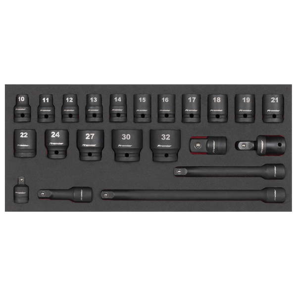 Sealey TBT46 Impact Socket Set with Tool Tray 1/2"Sq Drive 22pc
