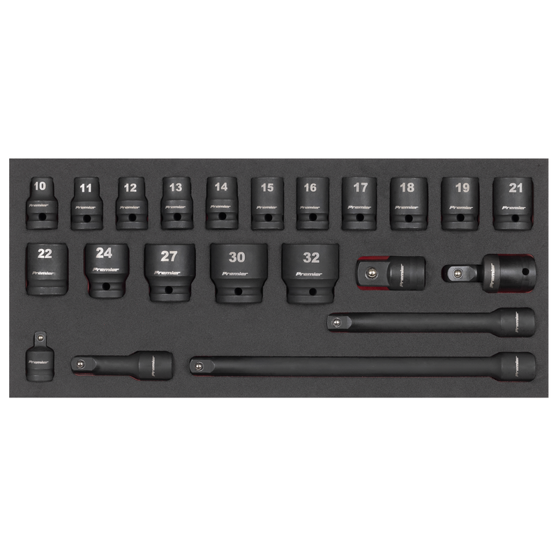 Sealey TBT46 Impact Socket Set with Tool Tray 1/2"Sq Drive 22pc