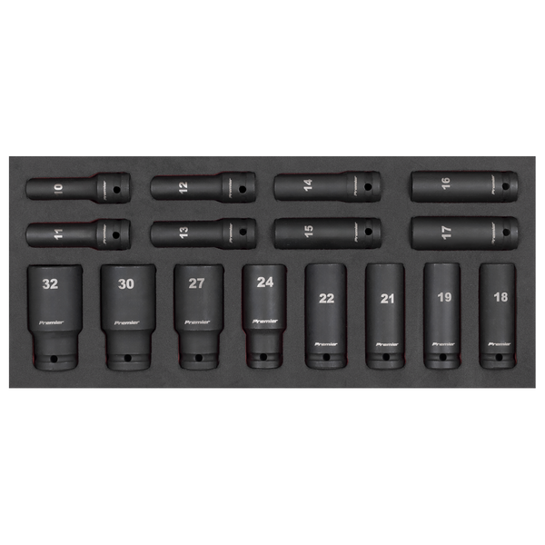 Sealey TBT47 Deep Impact Socket Set with Tool Tray 1/2"Sq Drive 16pc