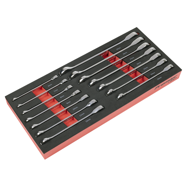 SEALEY TBT49 Premier Ratchet Spanner Set with Tool Tray 14pc
