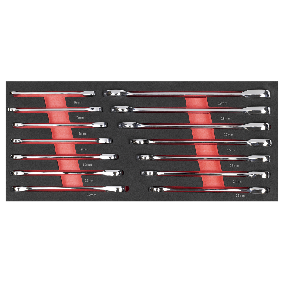 SEALEY TBT49 Premier Ratchet Spanner Set with Tool Tray 14pc