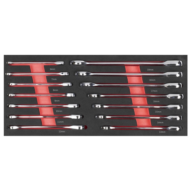 SEALEY TBT49 Premier Ratchet Spanner Set with Tool Tray 14pc