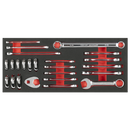 Sealey TBT50 Stubby Combination, TRX-Star* & Crow's Foot Spanner Set with Tool Tray 24pc