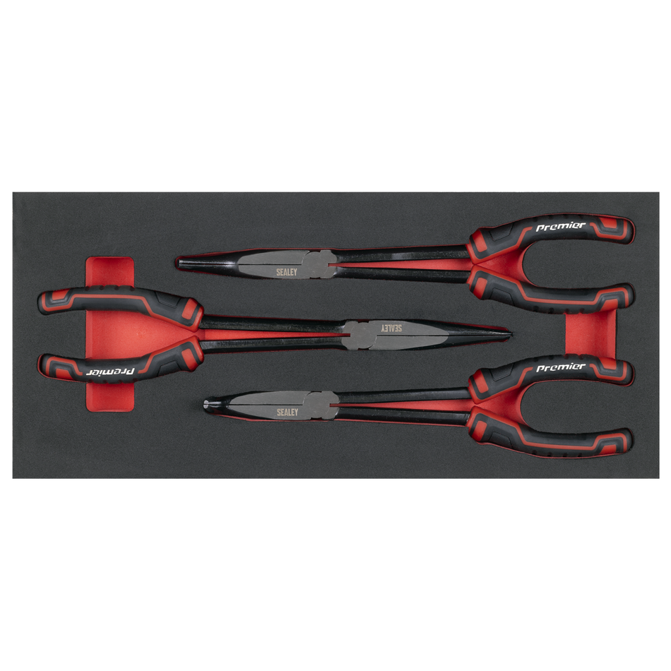 Sealey TBT58 Long Needle Nose Pliers Set with Tool Tray 3pc